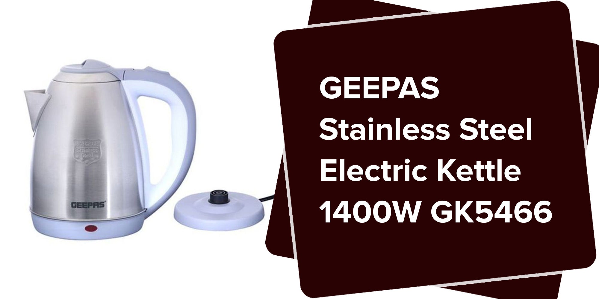 Stainless Steel Electric Kettle 1400W 1400.0 W GK5466 Silver/White/Purple