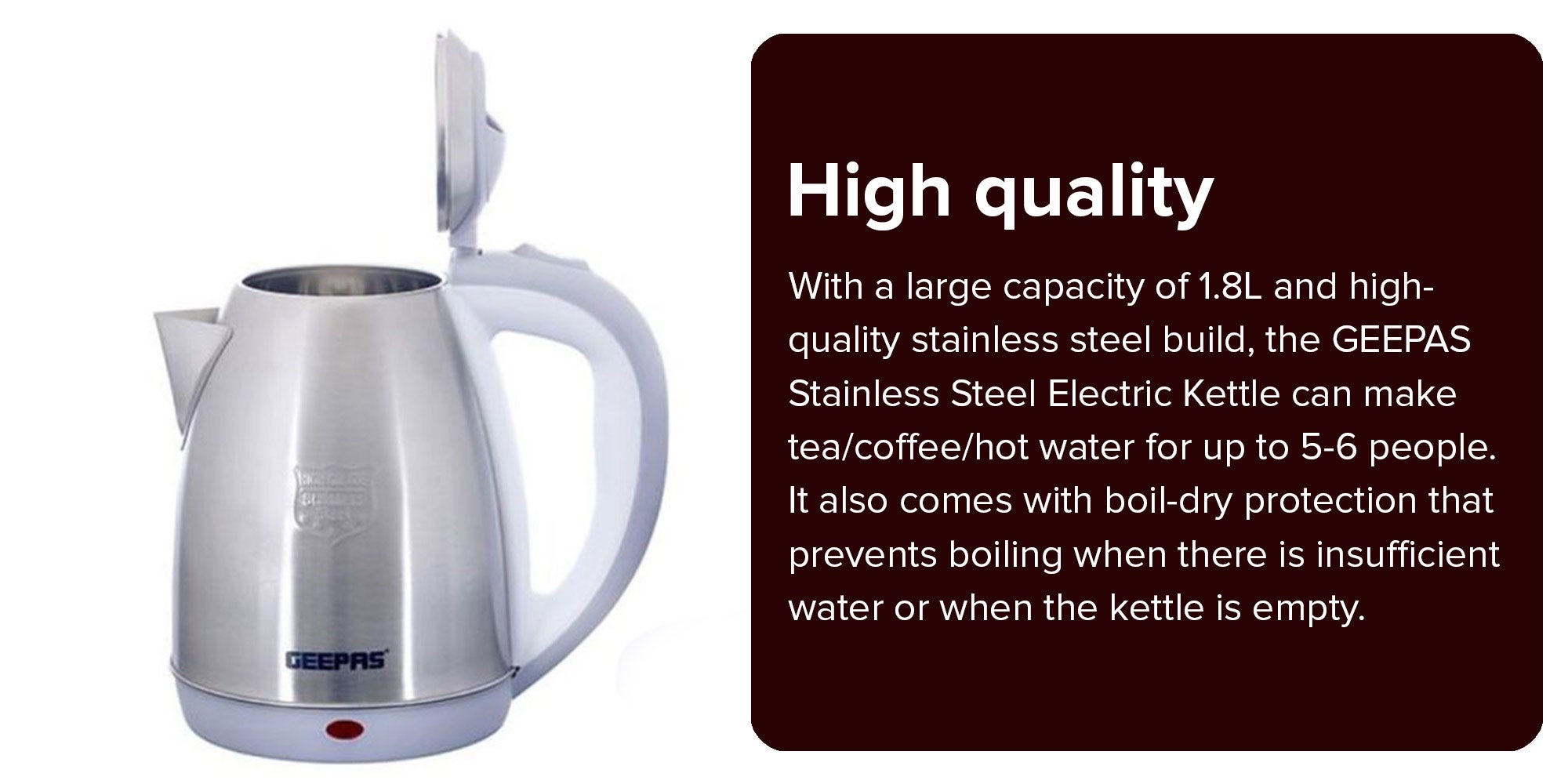 Stainless Steel Electric Kettle 1400W 1400.0 W GK5466 Silver/White/Purple