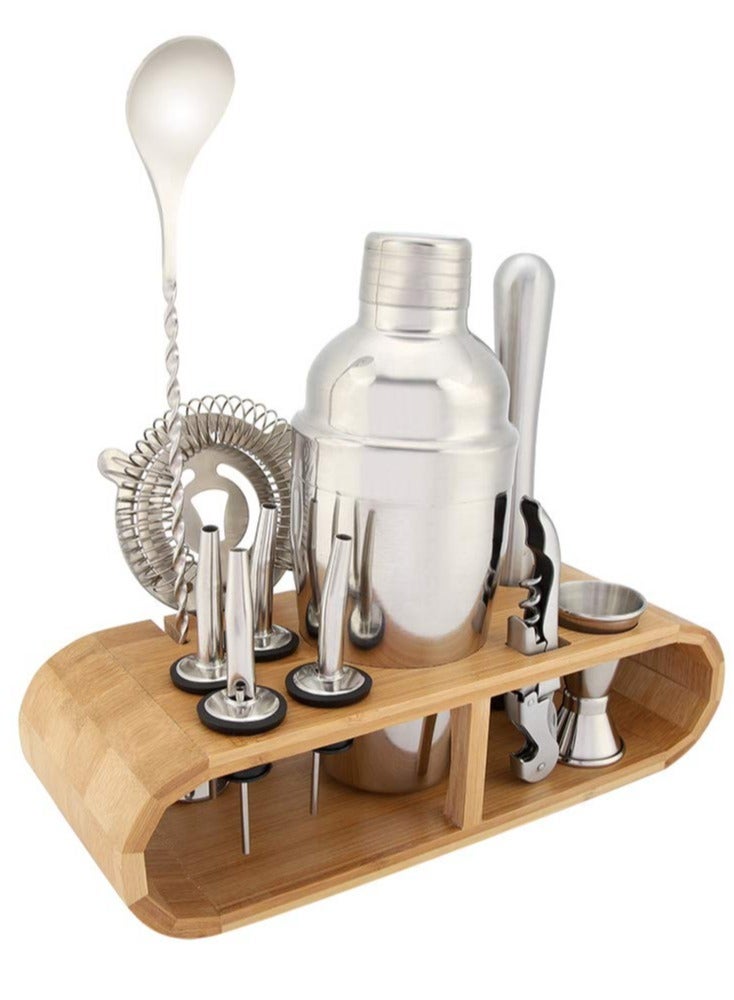 11-Piece Tool Set with Stylish Bamboo Stand - Perfect Home Kit and Martini For an Awesome Drink Mixing Experience