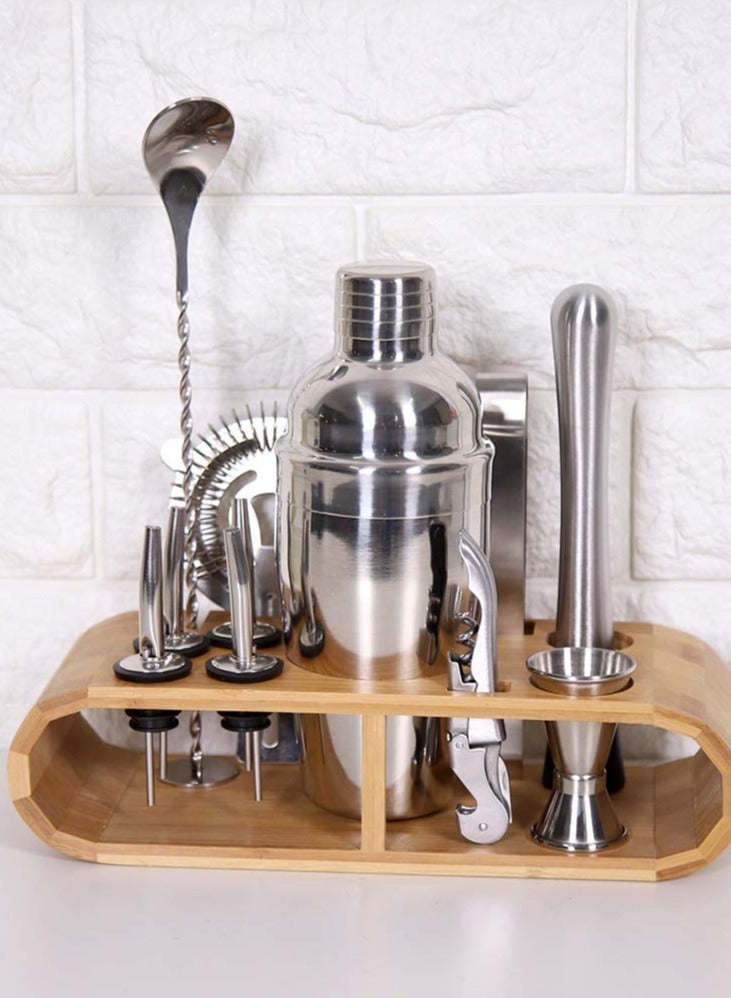 11-Piece Tool Set with Stylish Bamboo Stand - Perfect Home Kit and Martini For an Awesome Drink Mixing Experience