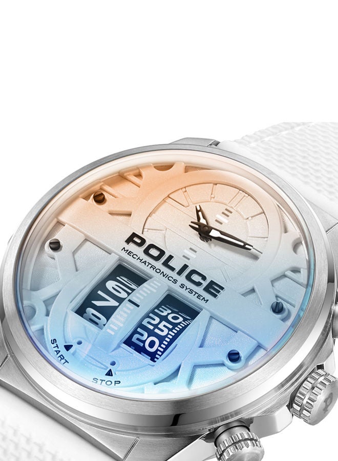 POLICE - Rotorcrom Watch For Men Grey Dial With White Silicone Strap - PEWJM0006506