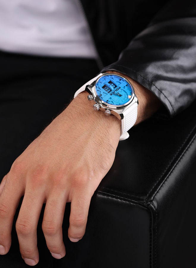 POLICE - Rotorcrom Watch For Men Grey Dial With White Silicone Strap - PEWJM0006506