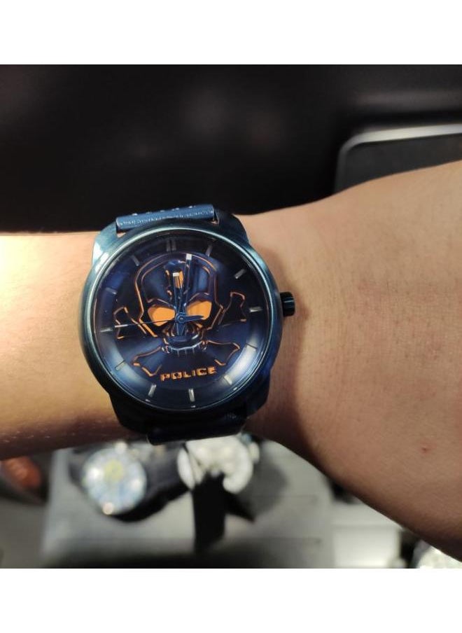 Police Bleder Analog Blue Dial Blue Leather Watch For Men