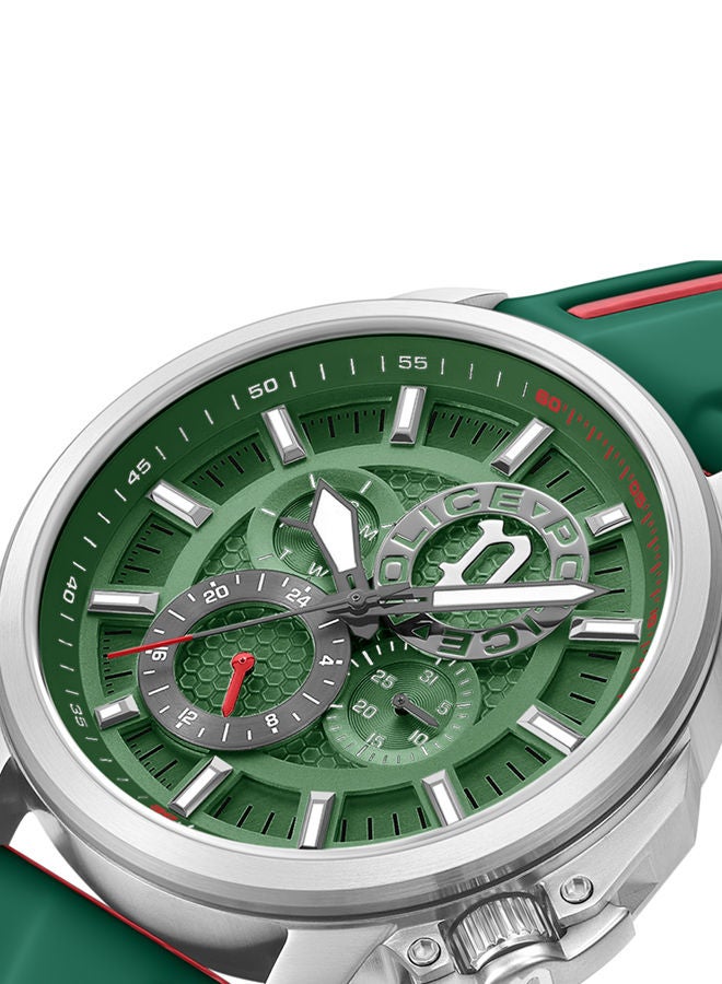POLICE - Kavalan Watch For Men Green Dial With Green Silicone Strap - PEWJQ0005106