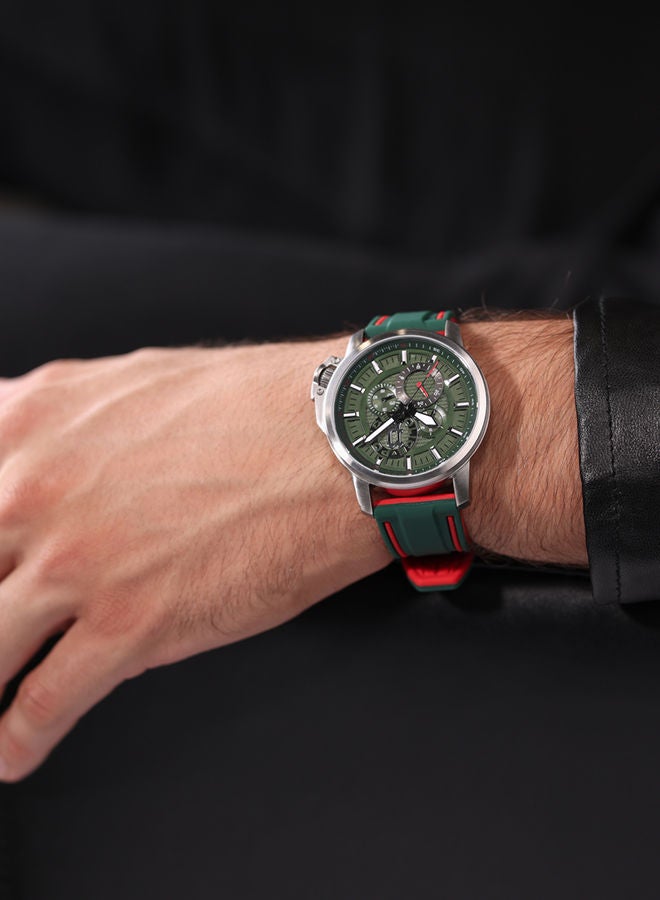 POLICE - Kavalan Watch For Men Green Dial With Green Silicone Strap - PEWJQ0005106