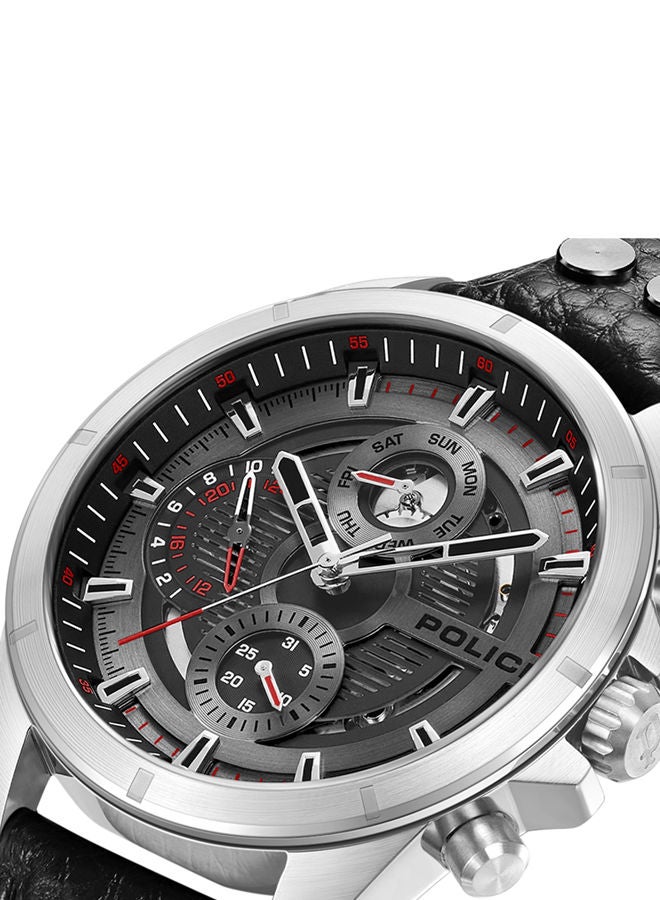 POLICE - Malawi Watch For Men Charcoal Black Leather Strap