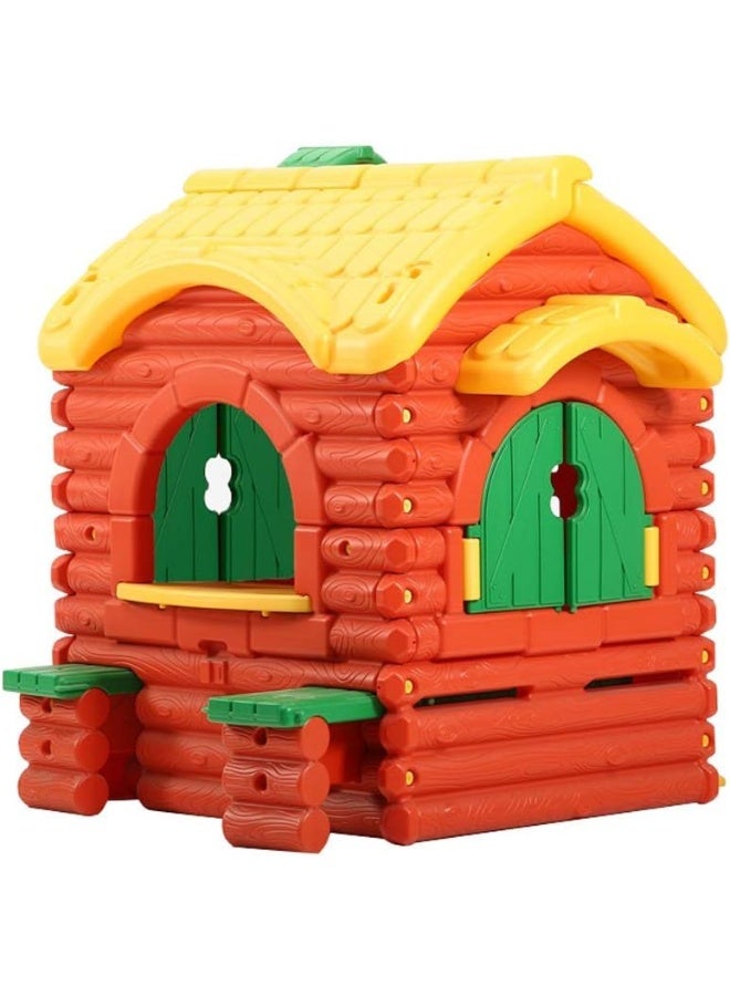 RBW TOYS Children Playhouse Log Cabin Garden Status With Movable Door and Window Lawn Play set