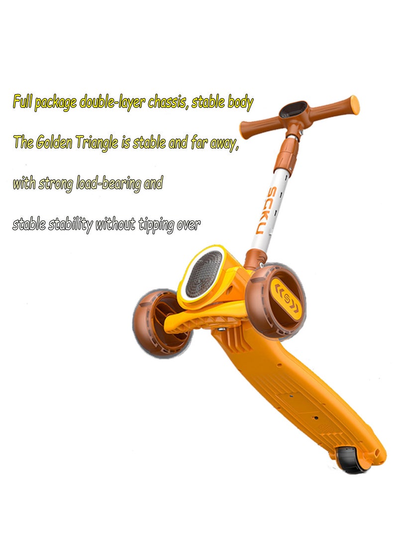 Kick Scooter Adjustable Height Adjustable Handlebar，Kids Scooter 3 Wheel with LED Lights，Suitable Kids Ages 2，Ages 6，Ages 8，Extra Wide Deck for Boys and Girls