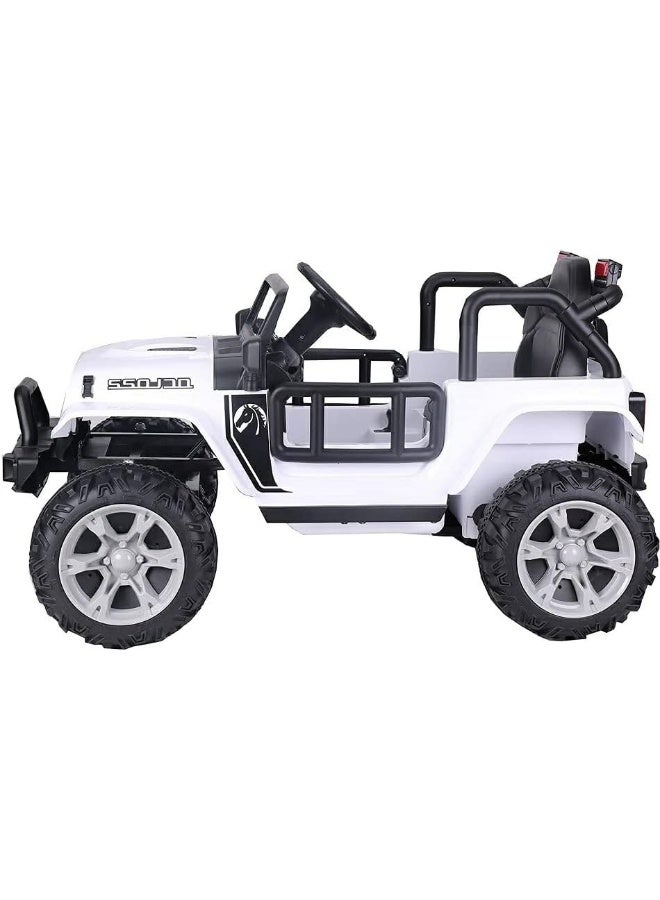 RBW TOYS - Power Electric 2023 QUAD 4X4 JEEP W/ LEATHER SEAT, PLASTIC TIRES, & REMOTE CONTROL S605 (WHITE) 120x64x47cm