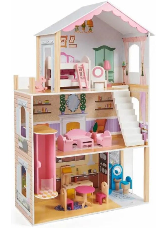 Dollhouse Dreamhouse Building Best Educational Toy for Children Kids Toy Educational Mansion Cottage with 16pcs Furnitures