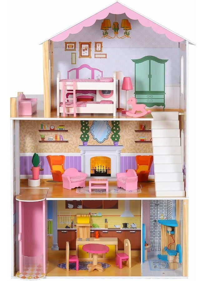 Dollhouse Dreamhouse Building Best Educational Toy for Children Kids Toy Educational Mansion Cottage with 16pcs Furnitures