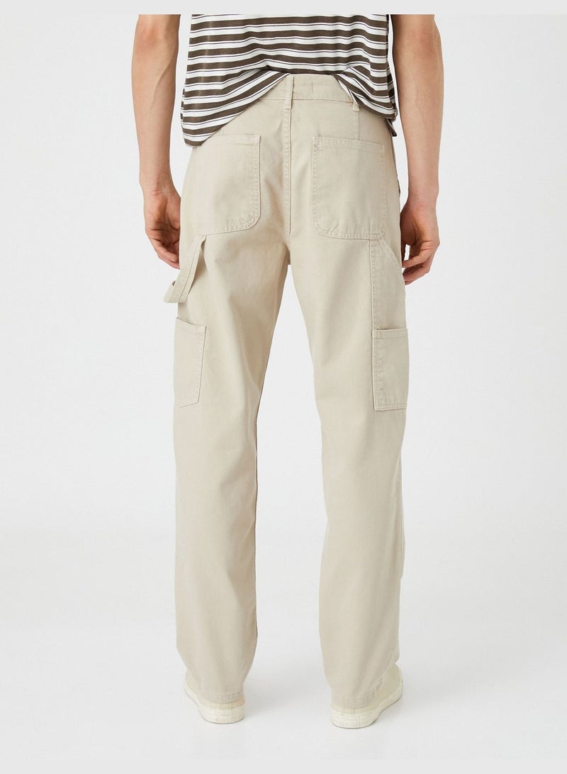 Canvas Trousers Pocket Detailed Cotton