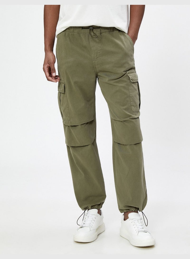 Parachute Trousers Stoppers Cargo Pocket Detailed Cotton