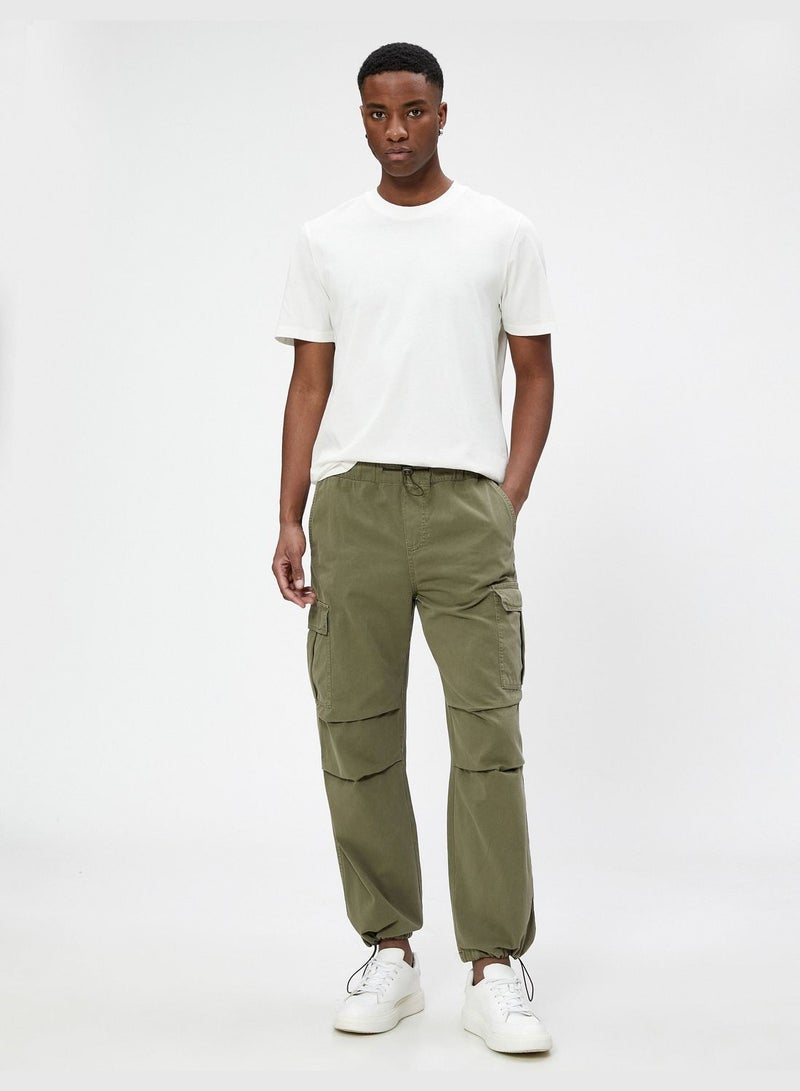 Parachute Trousers Stoppers Cargo Pocket Detailed Cotton