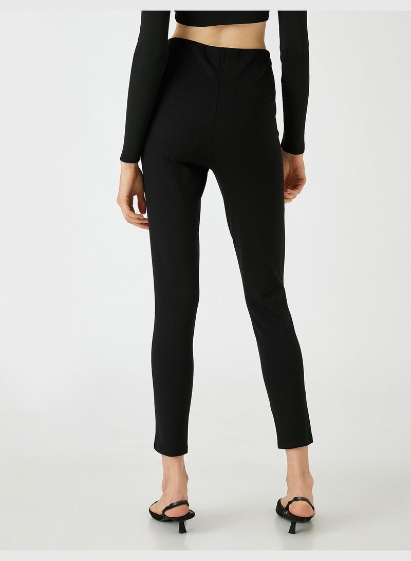 Slim Leg Trousers Button Detail