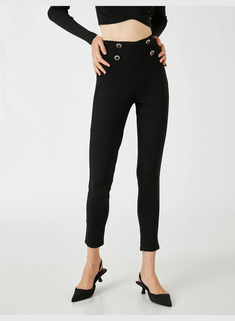 Slim Leg Trousers Button Detail