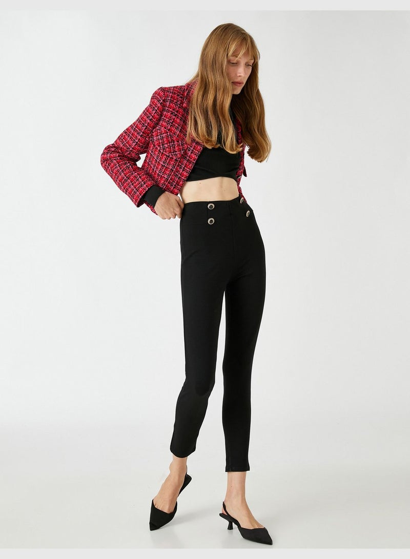 Slim Leg Trousers Button Detail