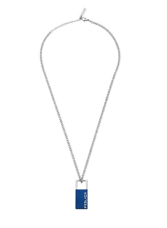 Police Hooked Stainless Steel Gents Necklace And Blue Cut Out Pattern - PEAGN0032902