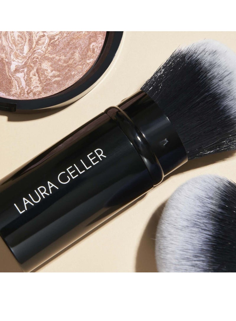For LAURA GELLER Retractable Makeup Brush with Lid, Retractable Black Kabuki Brush, Suitable for Liquid, Cream and Powder Face Makeup