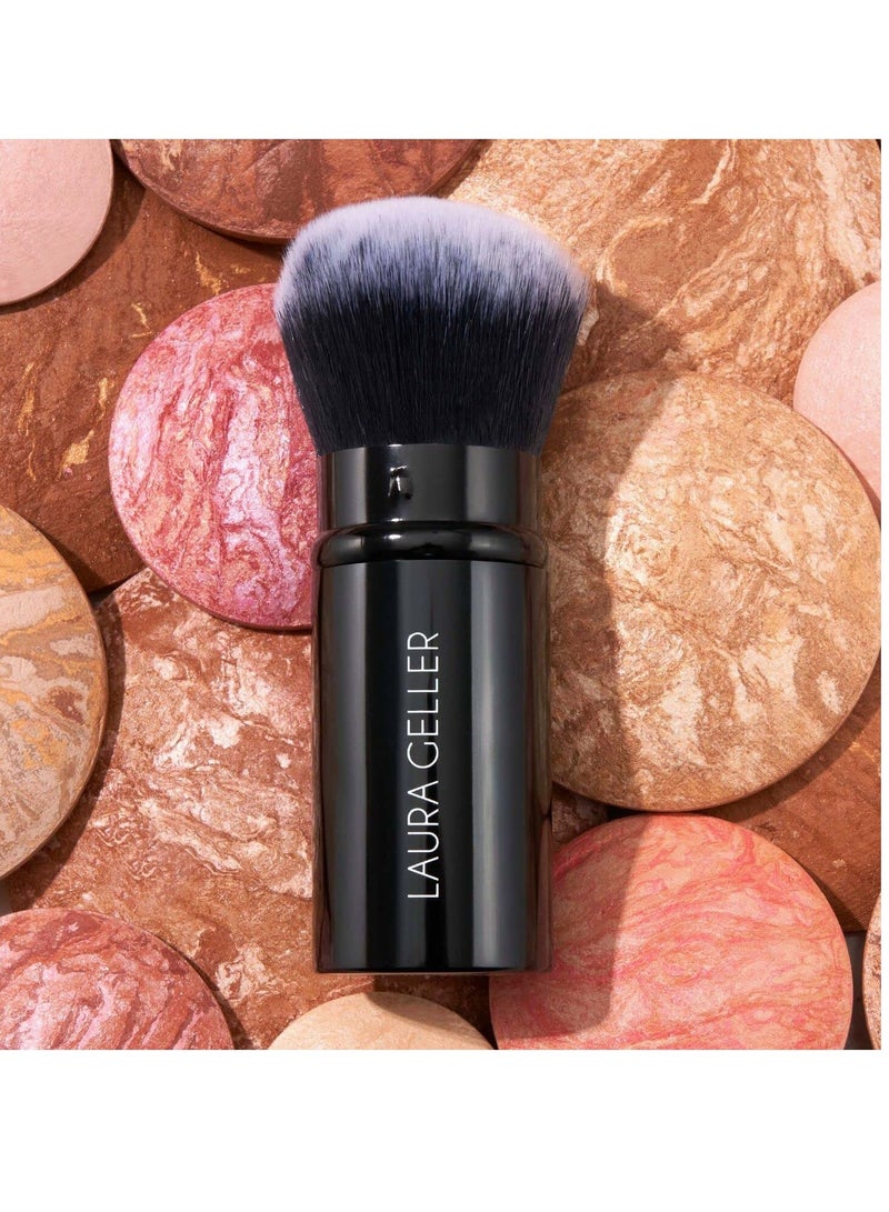 For LAURA GELLER Retractable Makeup Brush with Lid, Retractable Black Kabuki Brush, Suitable for Liquid, Cream and Powder Face Makeup