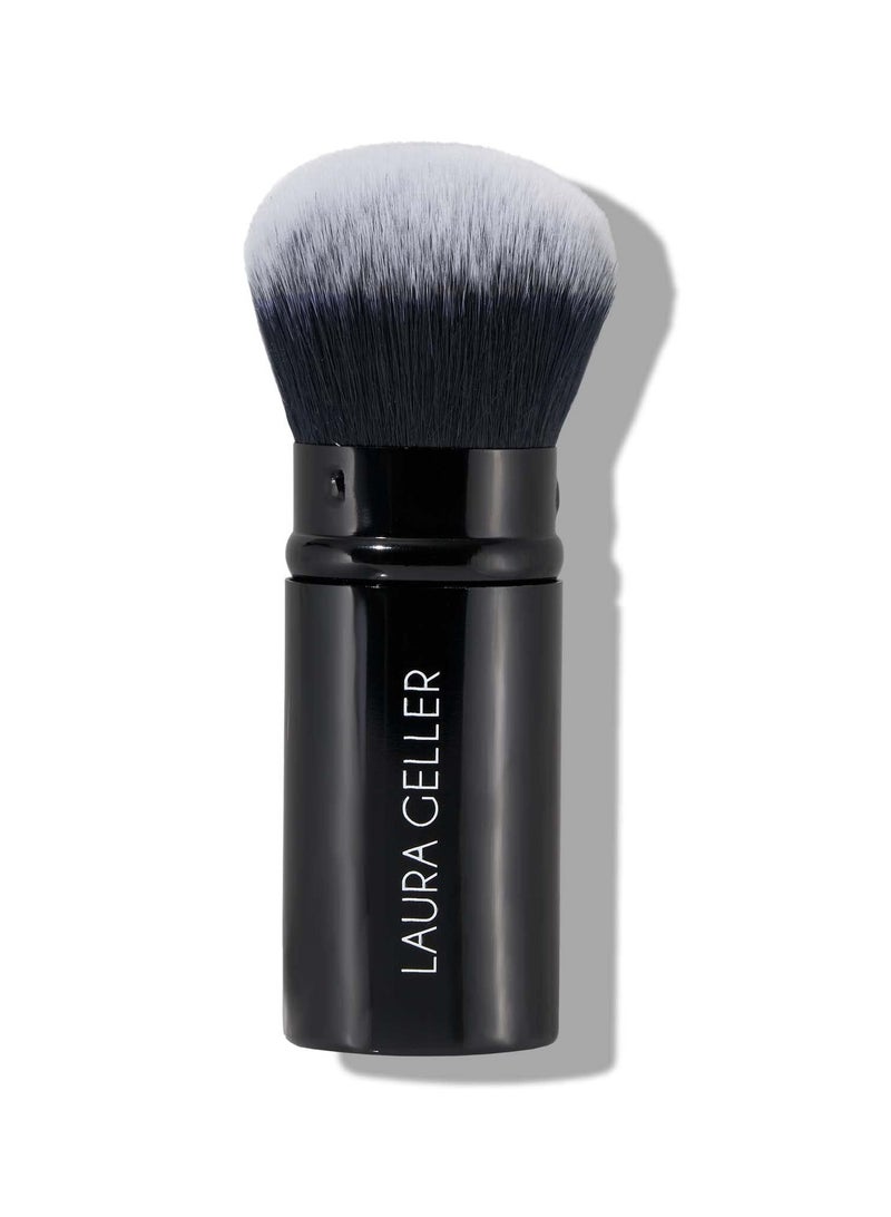 For LAURA GELLER Retractable Makeup Brush with Lid, Retractable Black Kabuki Brush, Suitable for Liquid, Cream and Powder Face Makeup