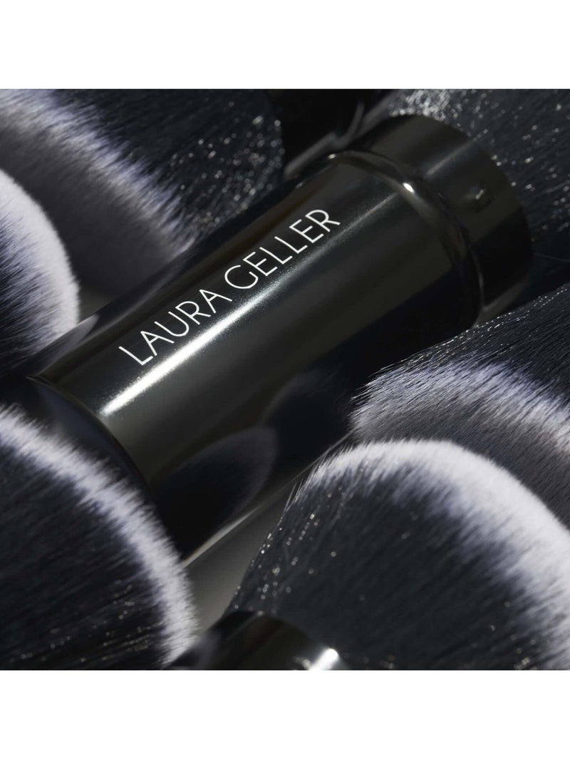 For LAURA GELLER Retractable Makeup Brush with Lid, Retractable Black Kabuki Brush, Suitable for Liquid, Cream and Powder Face Makeup
