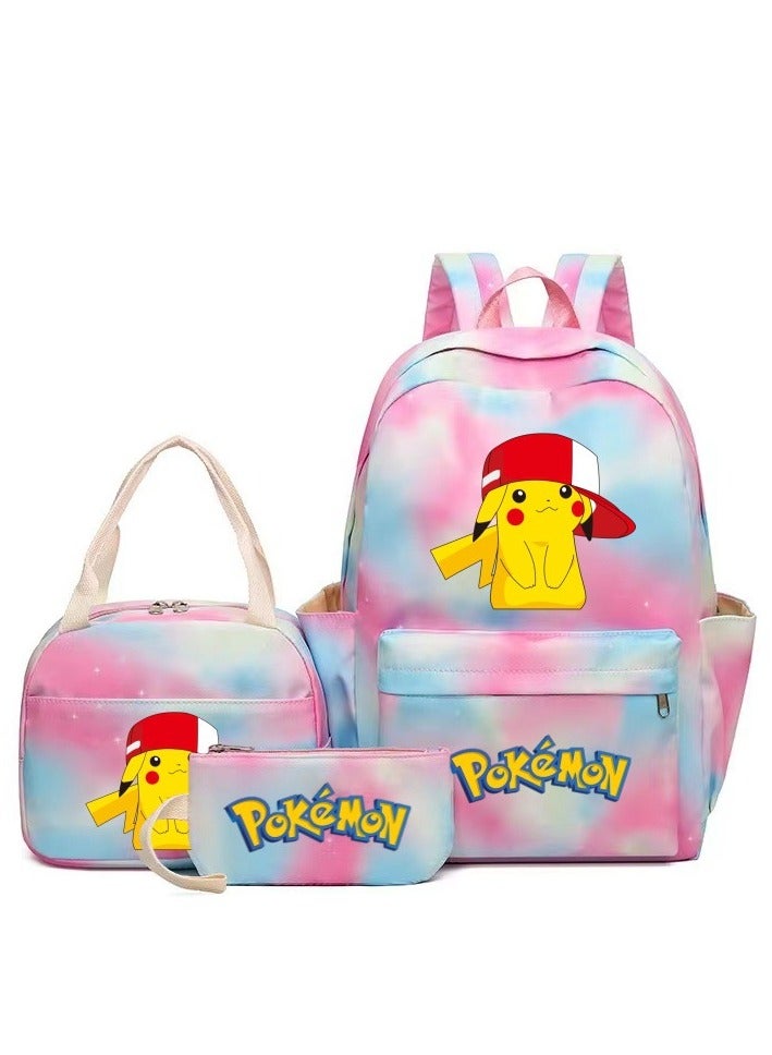 Three-Piece Backpack Schoolbag Printed College Style Middle School Students Large Capacity 31*43*16cm