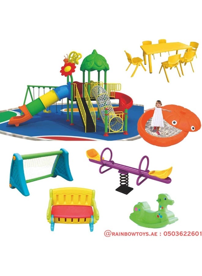 Rainbow Toys Kids Play Sets & Playground Equipment All In One Slide for kids and Swings for kids toys