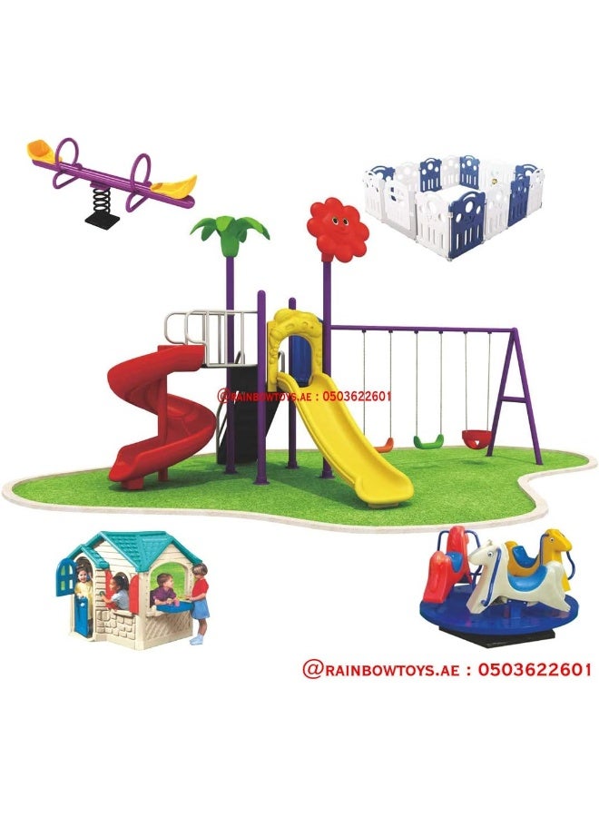 Rainbow toys Latest and Best Outdoor Playset for Kids. All in one Swing and Slide Outdoor Set. Perfect Children Playset. Play-Ground Toys Area Size 630x400x330cm. Best Birthday Gift.