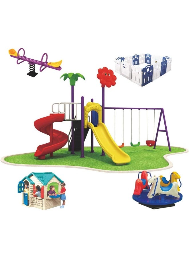 Rainbow toys Latest and Best Outdoor Playset for Kids. All in one Swing and Slide Outdoor Set. Perfect Children Playset. Play-Ground Toys Area Size 630x400x330cm. Best Birthday Gift.