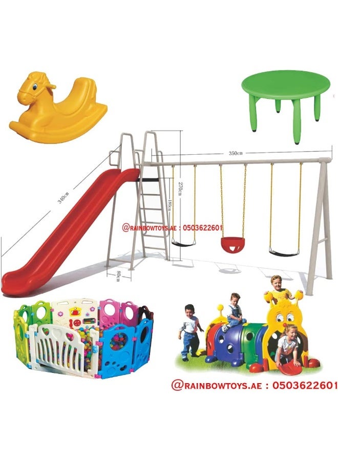 Rainbow Toys Outdoor Play Sets & Playground Equipment Games All In One Slide for kids and Swings for kids toys