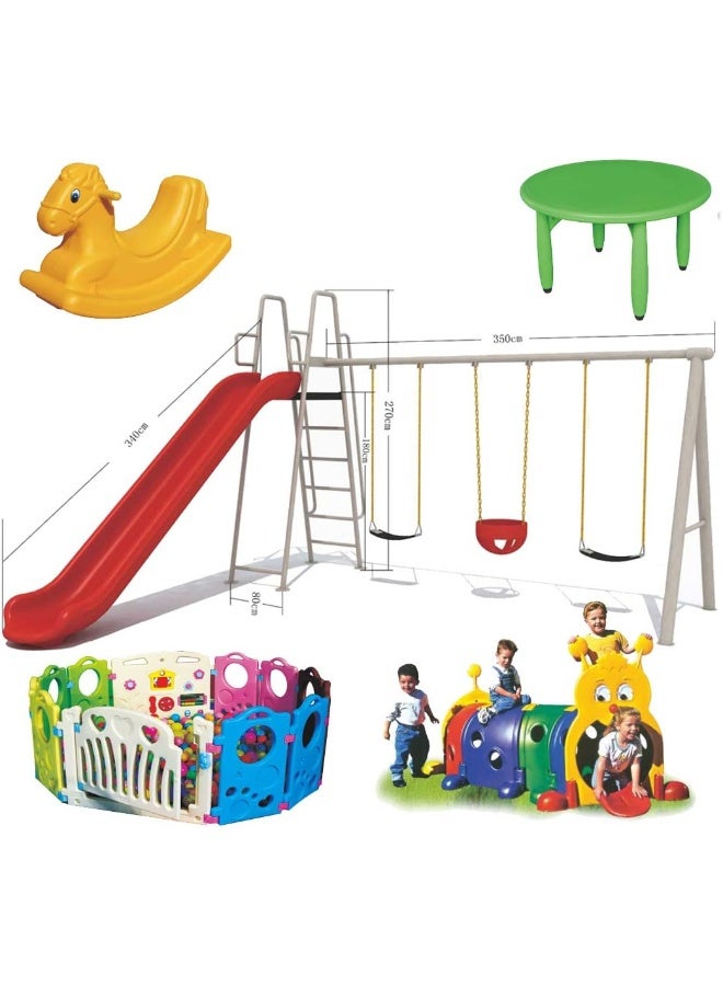 Rainbow Toys Outdoor Play Sets & Playground Equipment Games All In One Slide for kids and Swings for kids toys