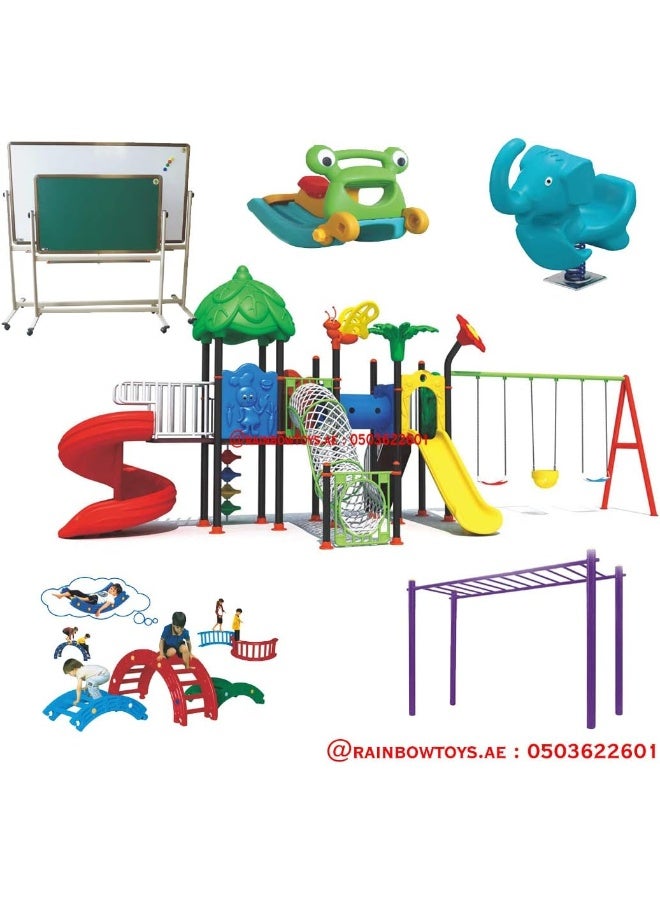 RBW TOYS Outdoor Play Slide Swings All In One Set for kids Graden toys Best Birthday Gift, Outdoor Playground Equipment. Play-Ground Toys Area Size 900x470x360cm.