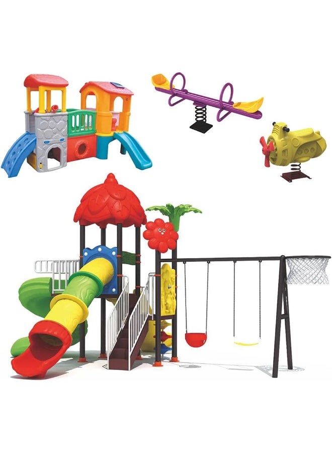 RBW TOYS Kids Playsets adventure & Outdoor Playground Equipment All In One Set Slide for kids and Swings for kids toys Offers