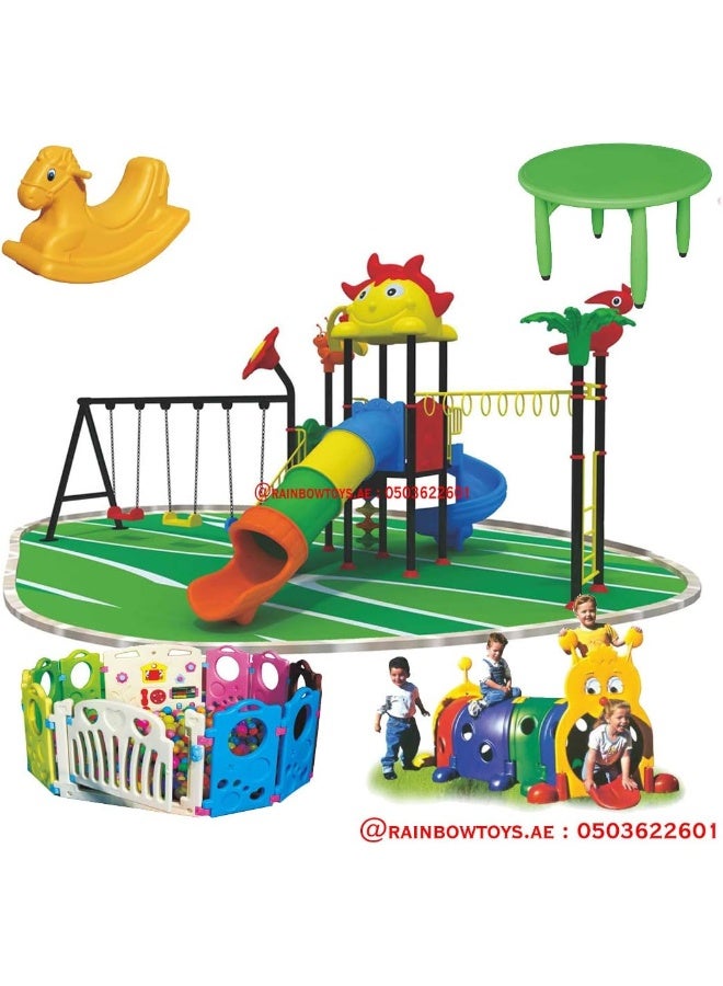 Rainbow Toys Outdoor Play Sets & Playground Equipment Games All In One Slide for kids and Swings for kids toys