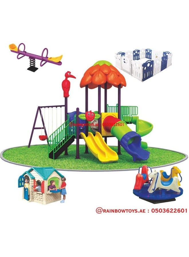 Rainbow toys Latest and Best Outdoor Playset for Kids. All in one Swing and Slide Outdoor Set. Perfect Children Playset. Play-Ground Toys Area Size 700x450x370cm. Best Birthday Gift.