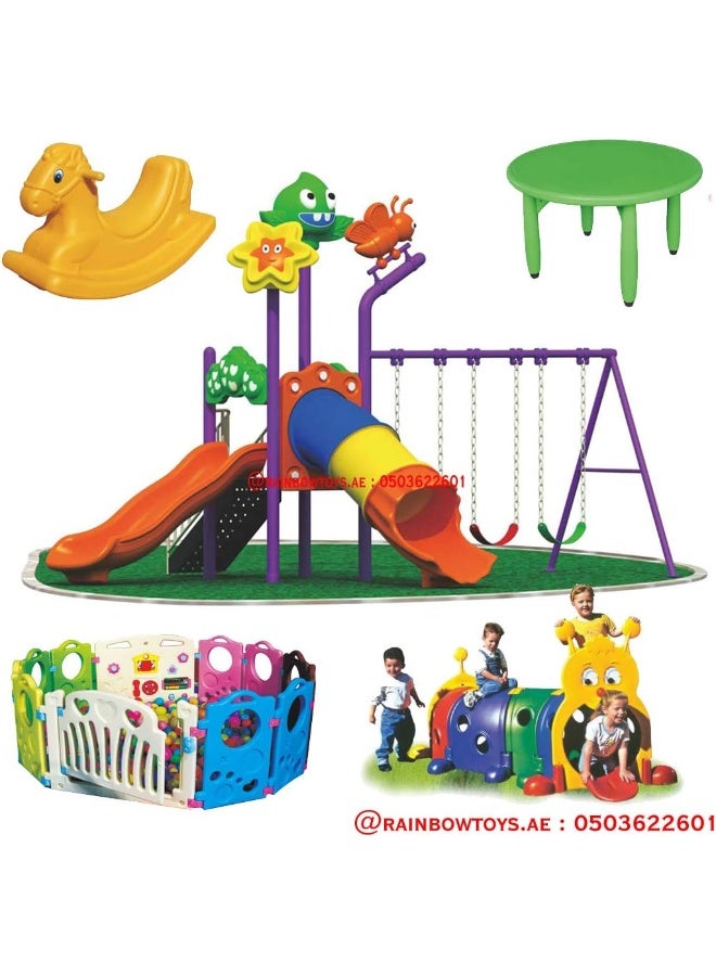 Rainbow Toys Outdoor Play Sets & Playground Equipment Games All In One Slide for kids and Swings for kids toys