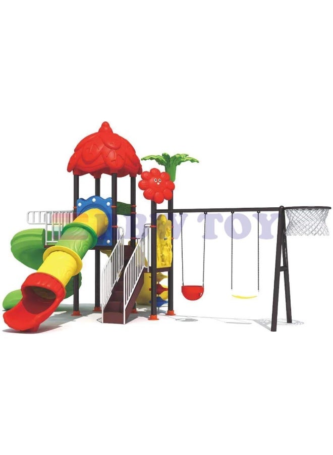 Rainbow Toys Outdoor Play Sets & Playground Equipment Games All In One Slide for kids and Swings for kids toys. Play-Ground Toys Area Size 780x630x360cm.