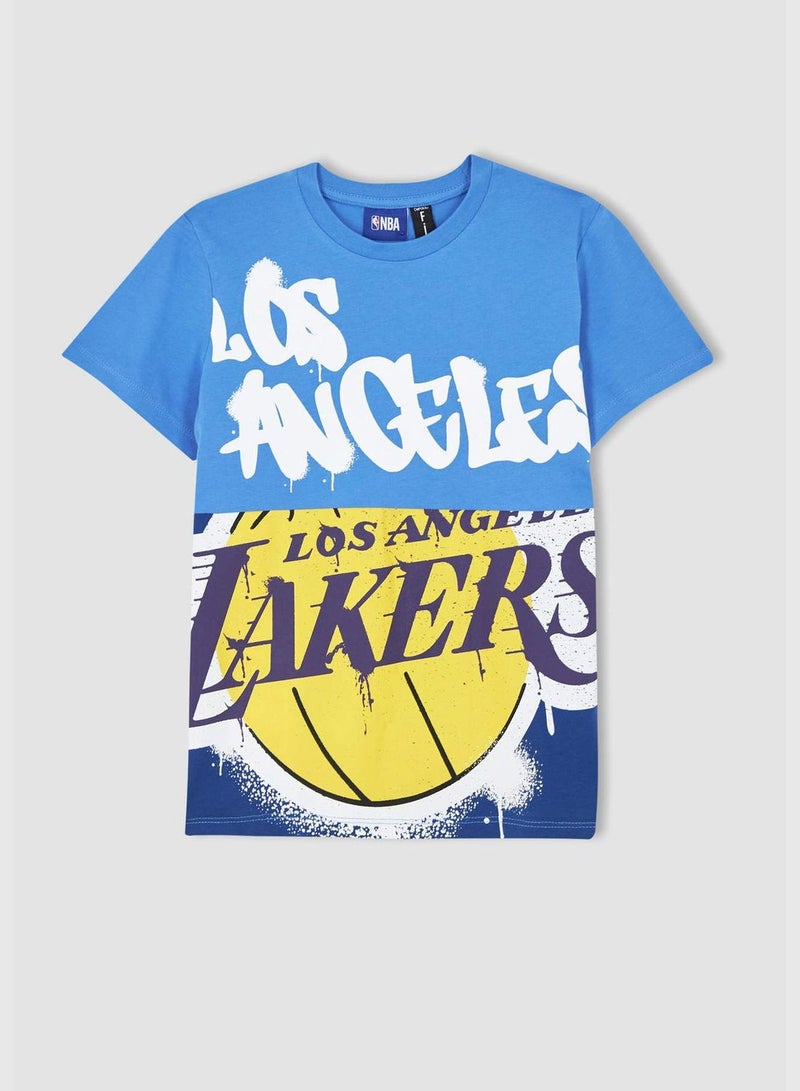 Boy NBA Los Angeles Lakers Licenced Crew Neck Knitted Short Sleeve T-Shirt