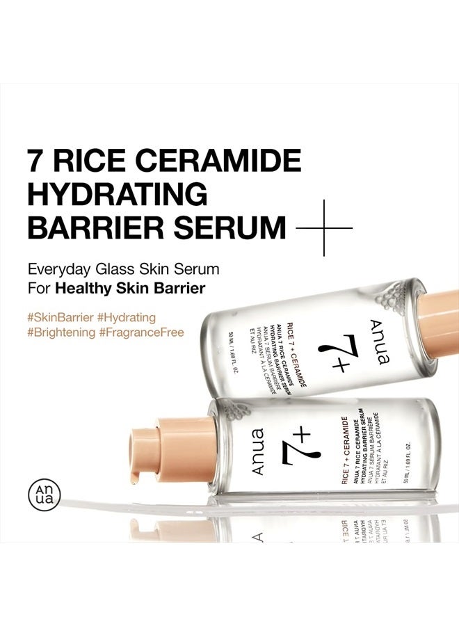 Rice Ceramide 7 Hydrating Barrier Serum, Brightening, Hydrating Serum for Face, Rice, Hyaluronic Acid, Niacinamide, Fragrance-free, Non Comodogenic, Glass Skin, Korean Skin Care 1.69 Fl Oz (Pack of 1)ml