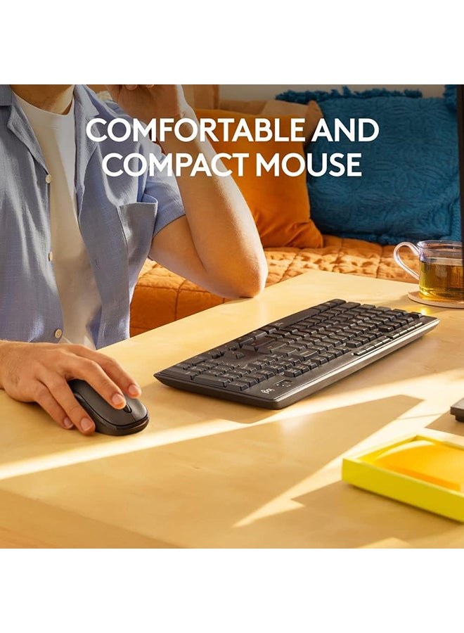 Logitech MK295 Silent Wireless Mouse & Keyboard Combo with SilentTouch Technology, Full Numpad, Advanced Optical Tracking, Lag-Free Wireless, 90% Less Noise, AR Keyboard - Graphite