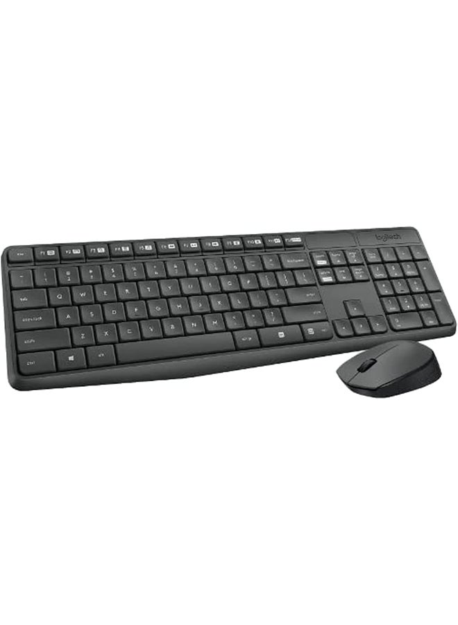 MK235 Wireless Keyboard and Mouse Combo for Windows, 2.4 GHz Wireless with Unifying USB-Receiver, Wireless Mouse, 15 FN Keys, 3-Year Battery Life, PC/Laptop, US INTL Layout | Black