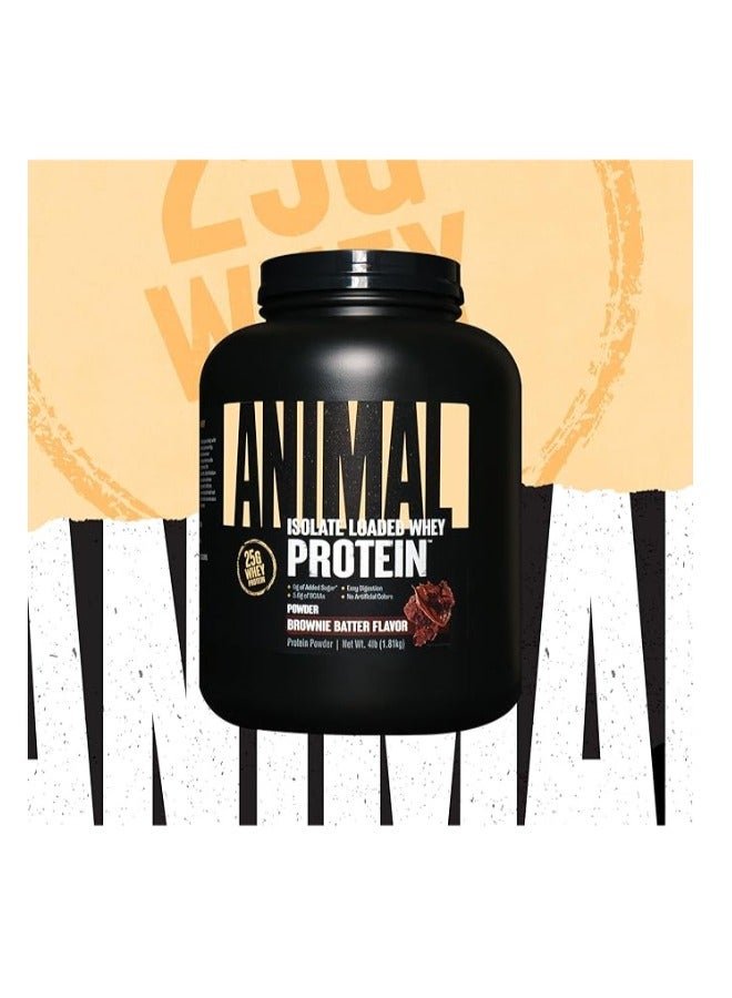 Animal Whey Isolate Whey Protein Powder – Isolate Loaded for Post Workout and Recovery – Low Sugar with Highly Digestible Whey Isolate Protein - Brownie Batter - 4 Pounds