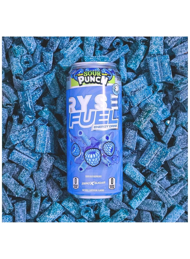 Fuel Energy Drink 200mg Natural Caffeine Sour Punch Blue Raspberry 473 ml Pack of 12