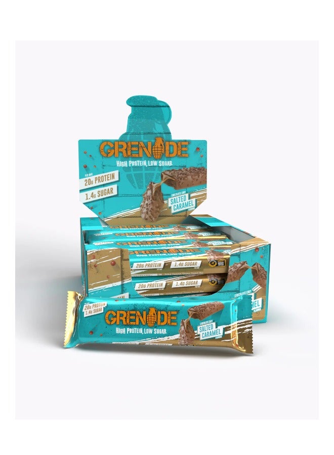 Grenade High Protein, Low Sugar Bar - Chocolate Chip Salted Caramel, 12 x 60 g