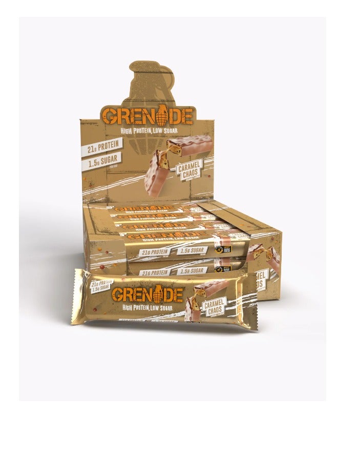 Grenade High Protein, Low Sugar Bar - Caramel Chaos, 12 x 60 g