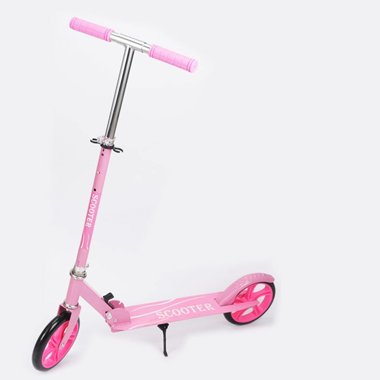 Adult Handbrake Scooter Children and Teenagers Work Big Wheel Two Wheel Foldable City Campus Scooter 200 Big Wheel Pink