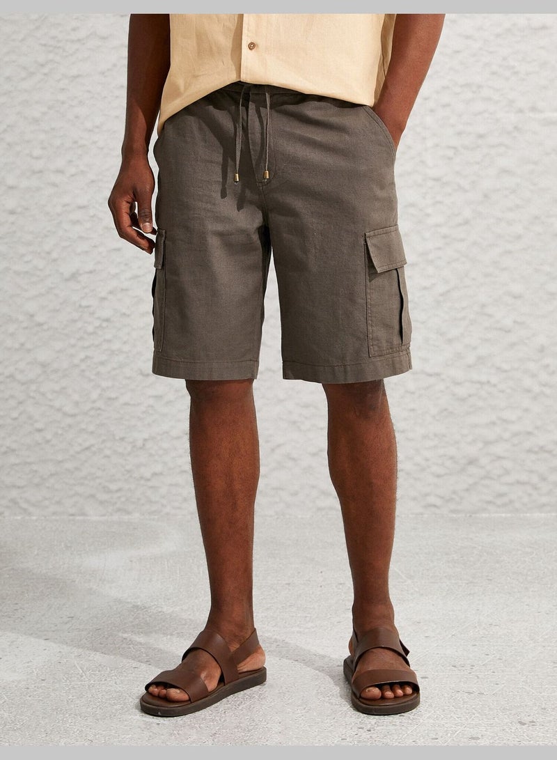 Linen Blend Cargo Chino Shorts