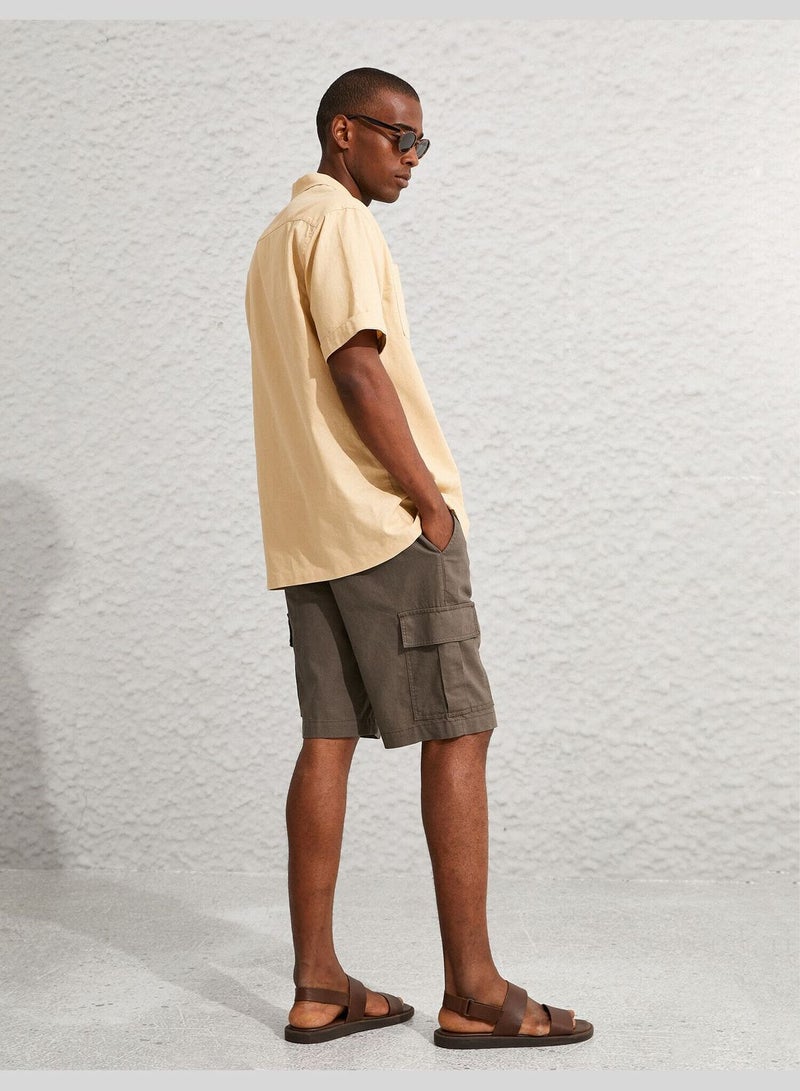 Linen Blend Cargo Chino Shorts