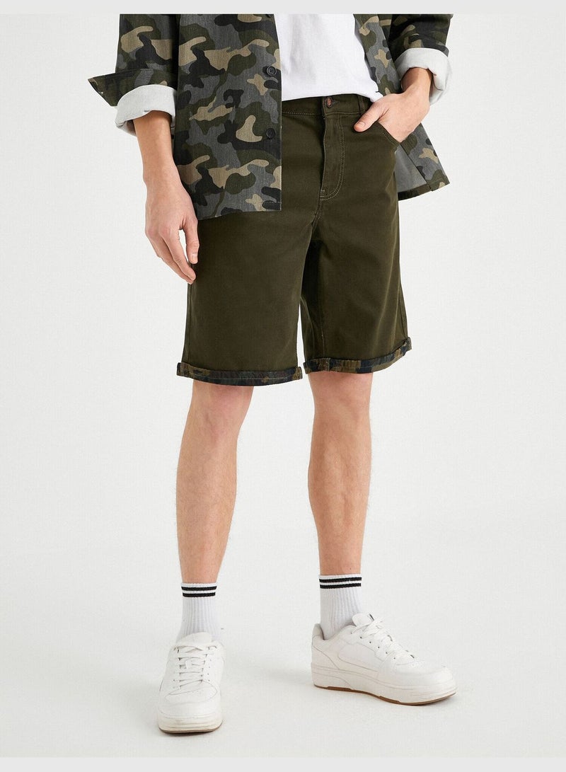 Camouflage İnside Gabardine Shorts